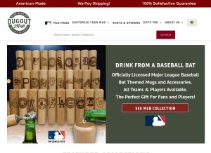 How dugoutmugs.com looks like on a tablet such as an iPad.
