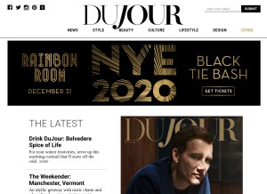 How dujour.com looks like on a tablet such as an iPad.