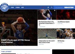 How dukebasketballreport.com looks like on a tablet such as an iPad.