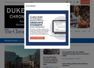 How dukechronicle.com looks like on a tablet such as an iPad.