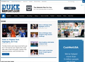 How dukereport.com looks like on a tablet such as an iPad.