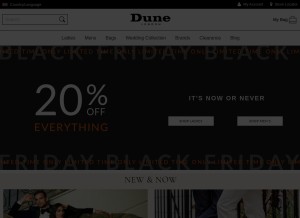 How dunelondon.com looks like on a tablet such as an iPad.
