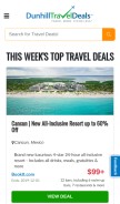How dunhilltraveldeals.com looks like on a mobile device such as an iPhone.