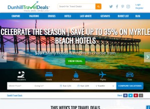 How dunhilltraveldeals.com looks like on a tablet such as an iPad.