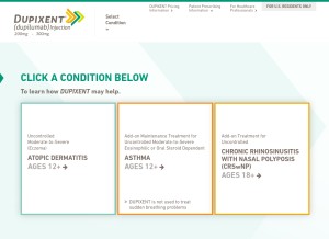 How dupixent.com looks like on a tablet such as an iPad.