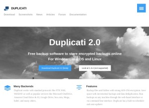 How duplicati.com looks like on a tablet such as an iPad.