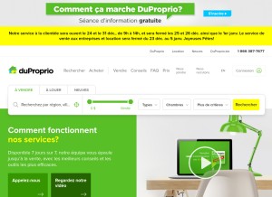 How duproprio.com looks like on a tablet such as an iPad.