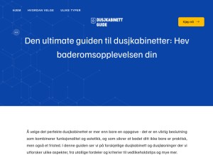 How dusjkabinettguide.no looks like on a tablet such as an iPad.