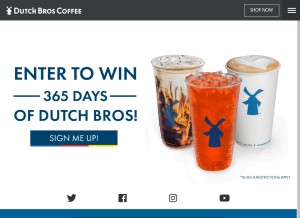 How dutchbros.com looks like on a tablet such as an iPad.