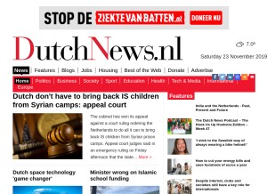 How dutchnews.nl looks like on a tablet such as an iPad.