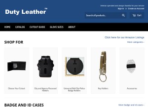 How dutyleather.com looks like on a tablet such as an iPad.