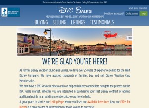 How dvcsales.com looks like on a tablet such as an iPad.