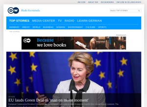 How dw.com looks like on a tablet such as an iPad.