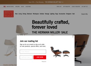 How dwr.com looks like on a tablet such as an iPad.