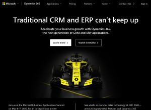 How dynamics.com looks like on a tablet such as an iPad.