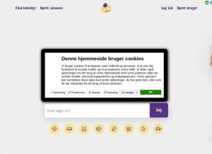 How dyreportal.dk looks like on a tablet such as an iPad.