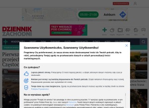 How dziennikzachodni.pl looks like on a tablet such as an iPad.