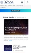 How dzone.com looks like on a mobile device such as an iPhone.