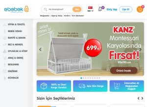 How e-bebek.com looks like on a tablet such as an iPad.