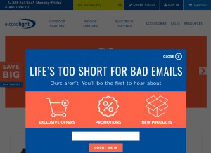 How e-conolight.com looks like on a tablet such as an iPad.