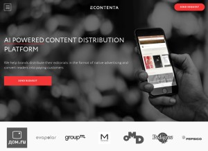 How e-contenta.com looks like on a tablet such as an iPad.