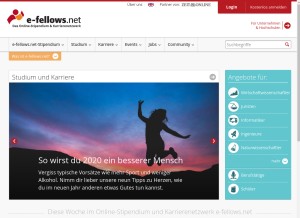 How e-fellows.net looks like on a tablet such as an iPad.