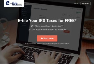 How e-file.com looks like on a tablet such as an iPad.