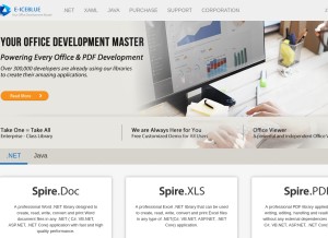 How e-iceblue.com looks like on a tablet such as an iPad.