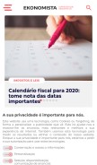 How e-konomista.pt looks like on a mobile device such as an iPhone.