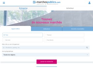 How e-marchespublics.com looks like on a tablet such as an iPad.