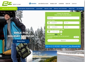 How e-zrentacar.com looks like on a tablet such as an iPad.
