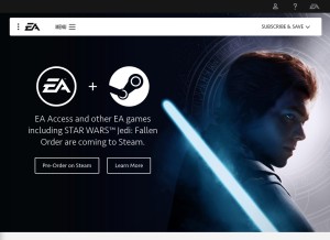 How ea.com looks like on a tablet such as an iPad.