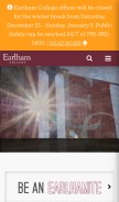 How earlham.edu looks like on a mobile device such as an iPhone.