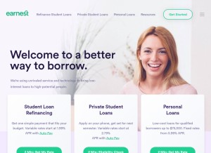 How earnest.com looks like on a tablet such as an iPad.