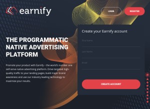 How earnify.com looks like on a tablet such as an iPad.