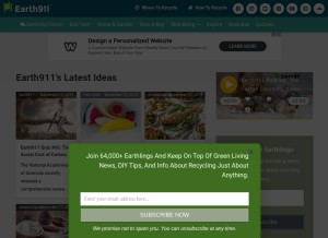 How earth911.com looks like on a tablet such as an iPad.