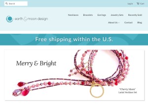 How earthandmoondesign.com looks like on a tablet such as an iPad.