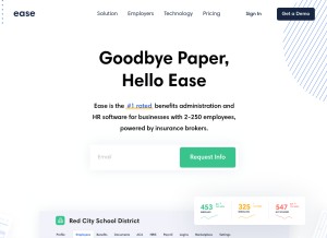 How ease.com looks like on a tablet such as an iPad.