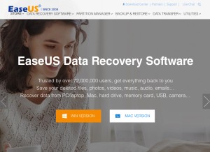How easeus.com looks like on a tablet such as an iPad.