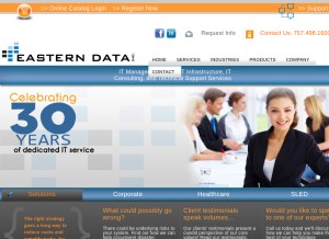 How easterndata.com looks like on a tablet such as an iPad.