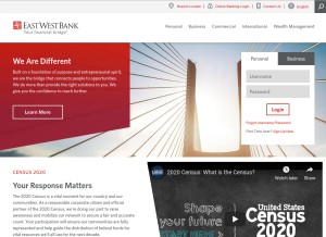 How eastwestbank.com looks like on a tablet such as an iPad.