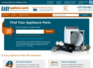 How easyapplianceparts.com looks like on a tablet such as an iPad.