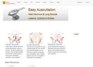 How easyauscultation.com looks like on a tablet such as an iPad.