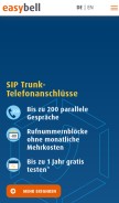 How easybell.de looks like on a mobile device such as an iPhone.