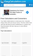 How easycalculation.com looks like on a mobile device such as an iPhone.