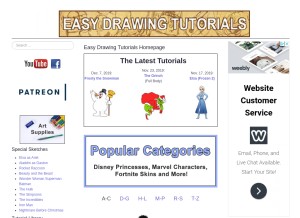 How easydrawingtutorials.com looks like on a tablet such as an iPad.