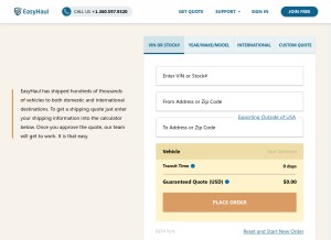How easyhaul.com looks like on a tablet such as an iPad.