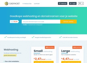 How easyhost.be looks like on a tablet such as an iPad.