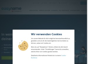 How easyname.at looks like on a tablet such as an iPad.