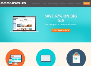 How easynews.com looks like on a tablet such as an iPad.